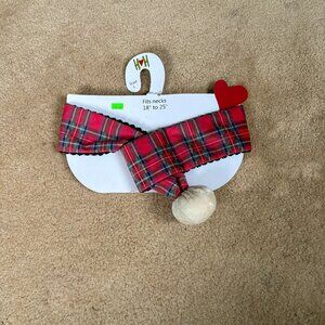 NWT HUGGLEHOUNDS DOG Christmas holiday scarf red plaid LARGE